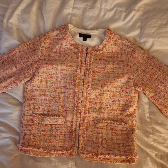 Ann Taylor confetti jacket orange/pink/beige size 0 BNWT - Picture 3 of 12